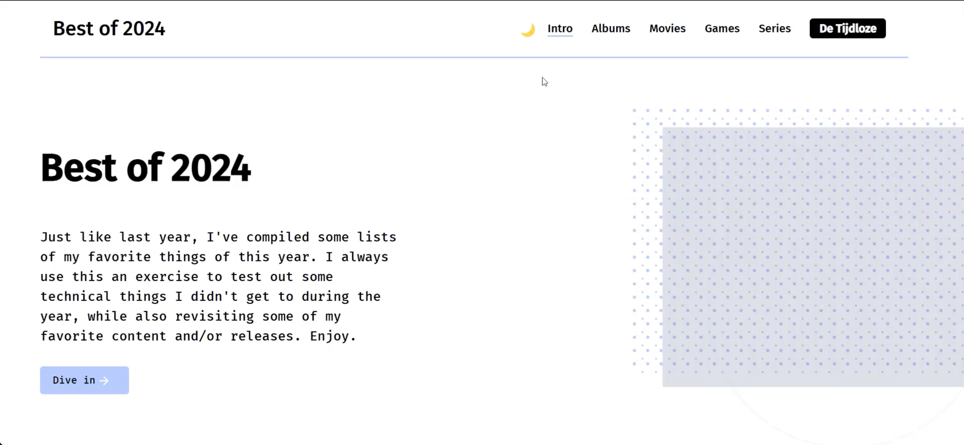 Screenshot of Best of 2024 project